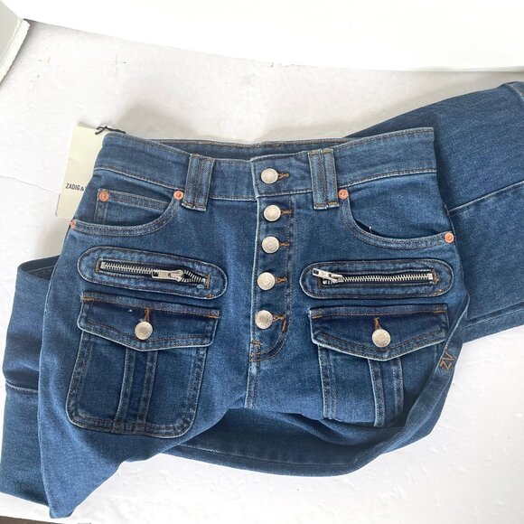 Zadig Voltaire High Waist Eyes Button Fly Jeans Straight Sz 27 Women's Blue - Picture 3 of 9
